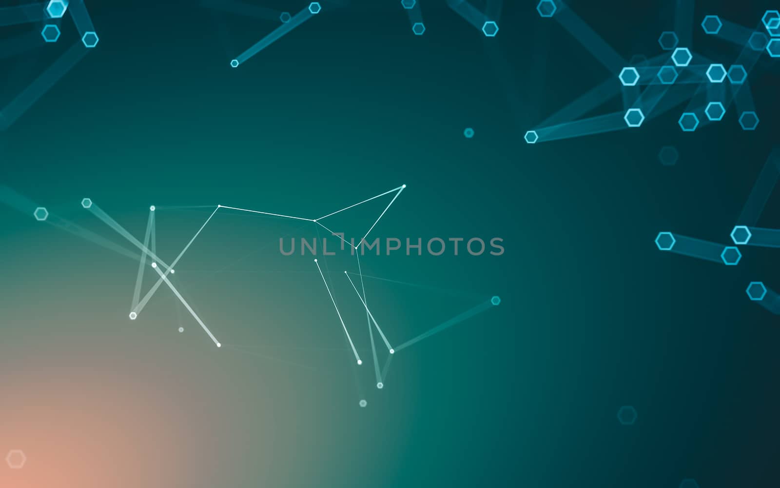 Abstract polygonal space low poly dark background with connecting dots and lines. Connection structure. 3d rendering