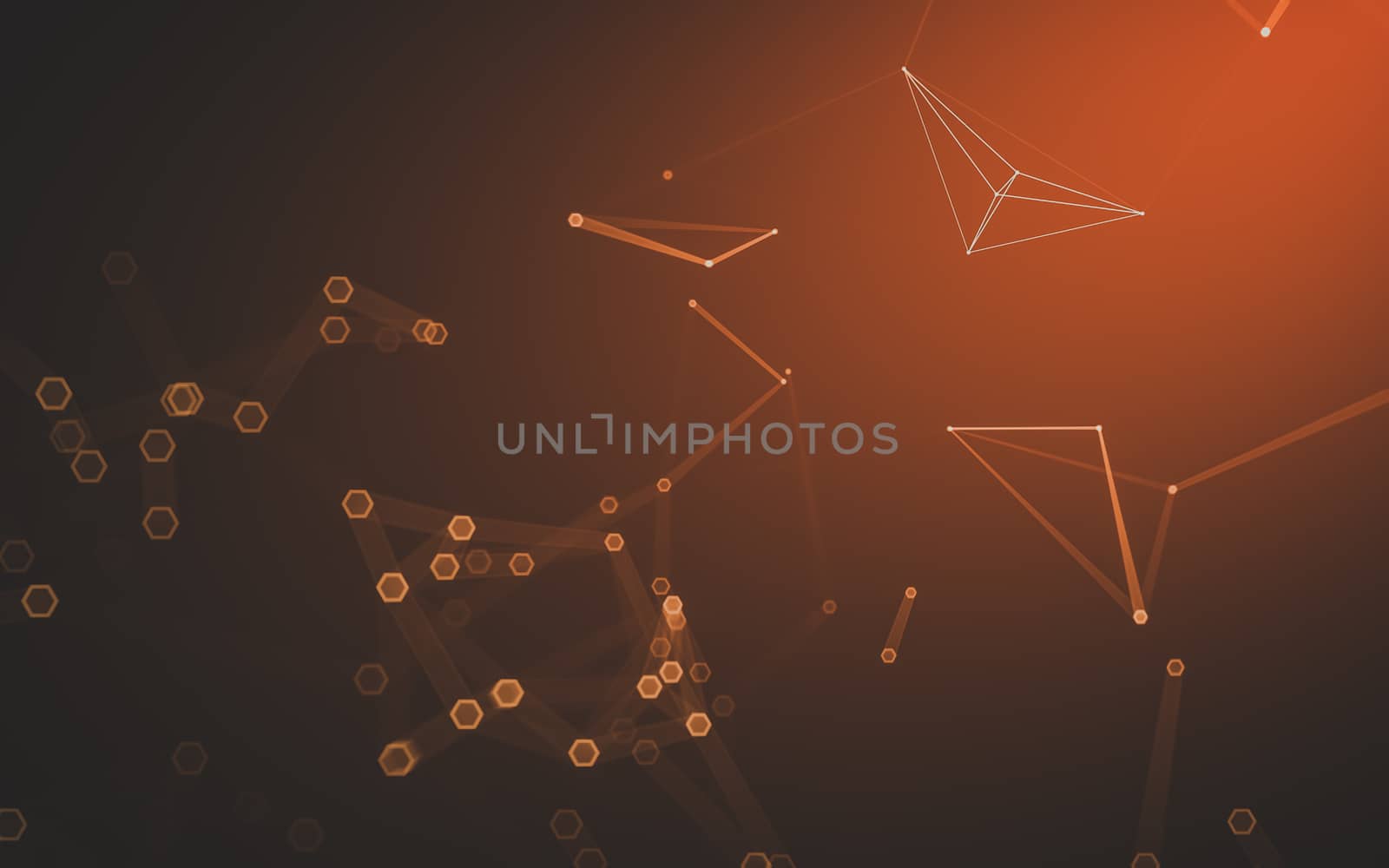 Abstract polygonal space low poly dark background with connecting dots and lines. Connection structure. 3d rendering