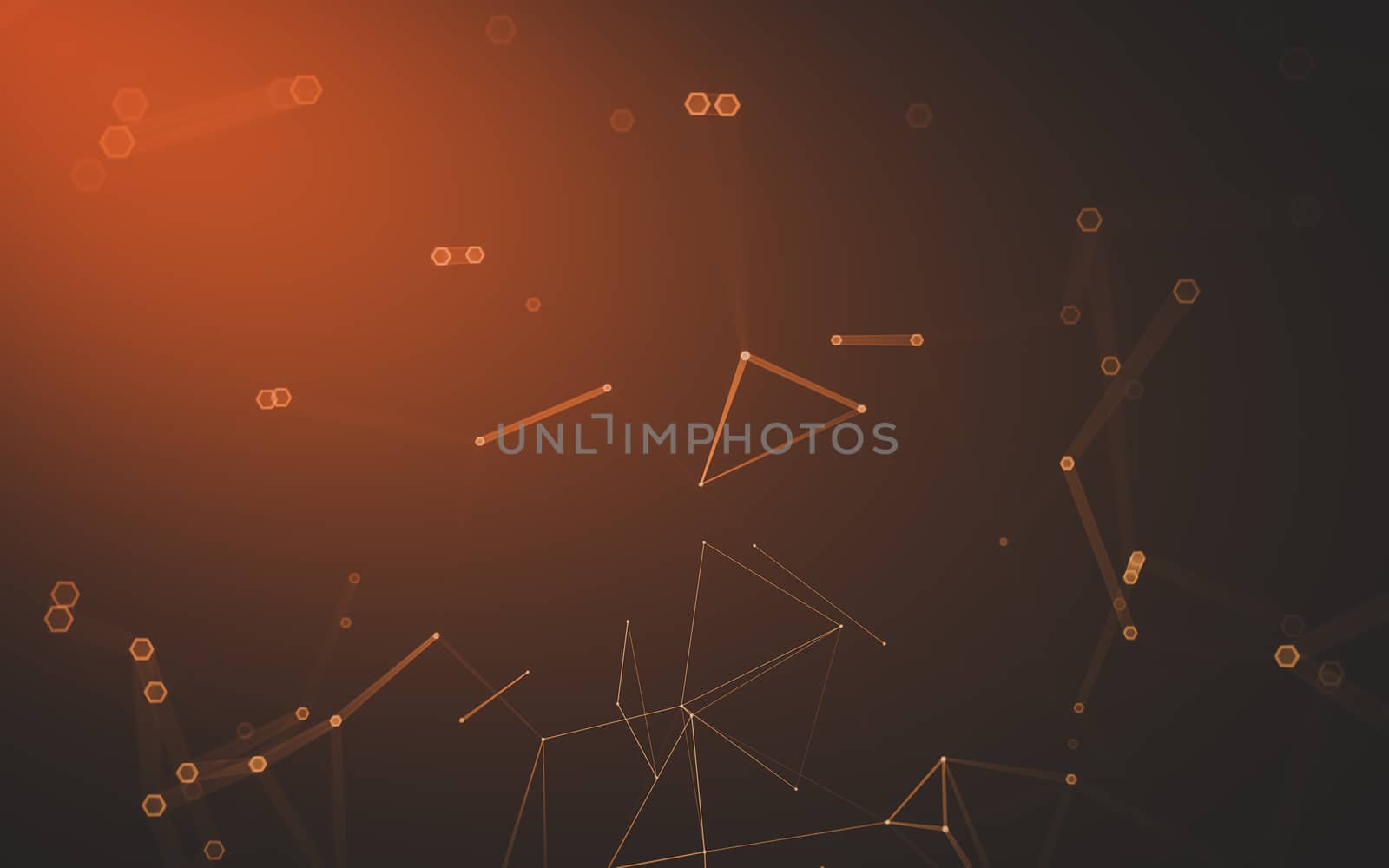 Abstract polygonal space low poly dark background, 3d rendering by teerawit