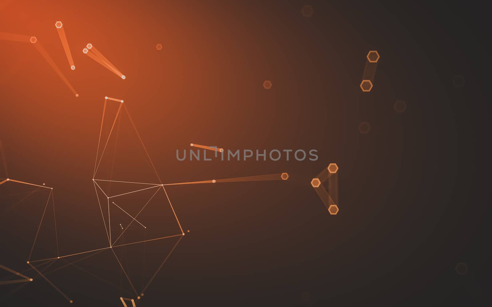 Abstract polygonal space low poly dark background with connecting dots and lines. Connection structure. 3d rendering