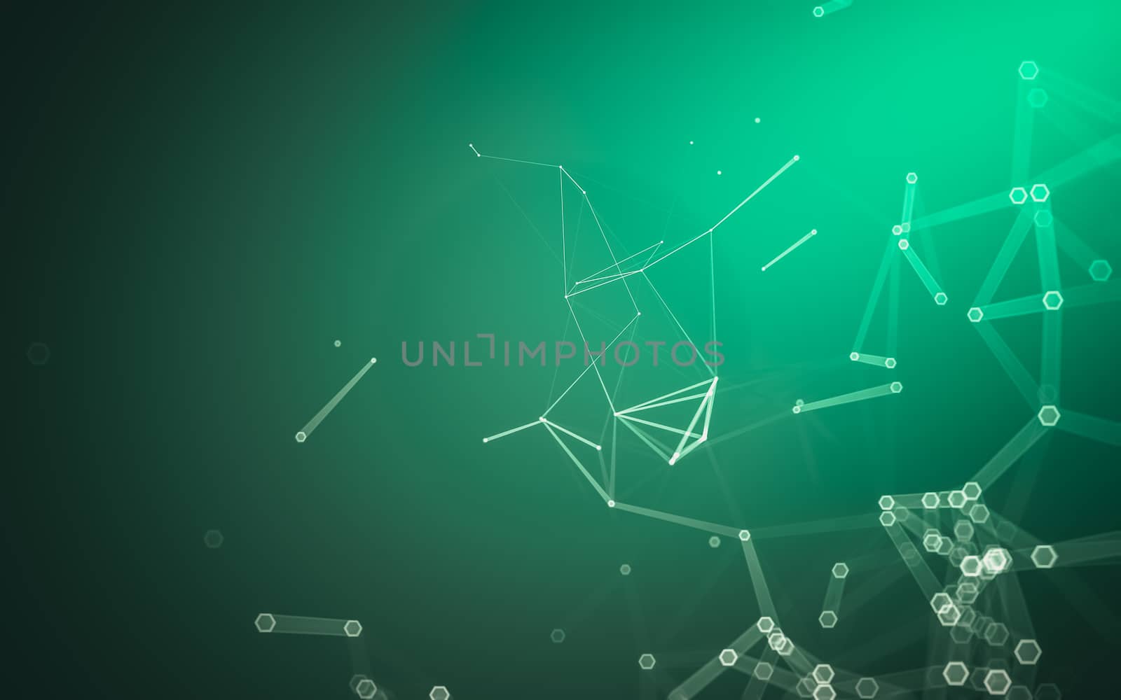 Abstract polygonal space low poly dark background, 3d rendering by teerawit