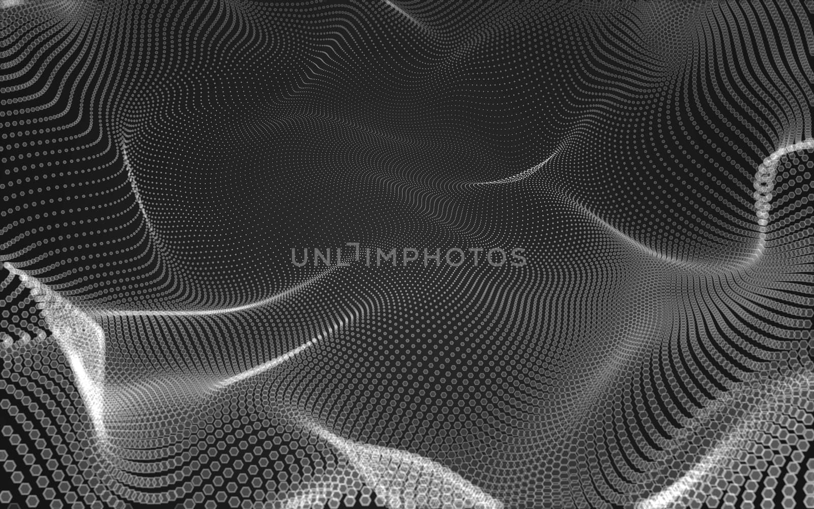 Abstract polygonal space low poly dark background with connecting dots and lines. Connection structure. 3d rendering