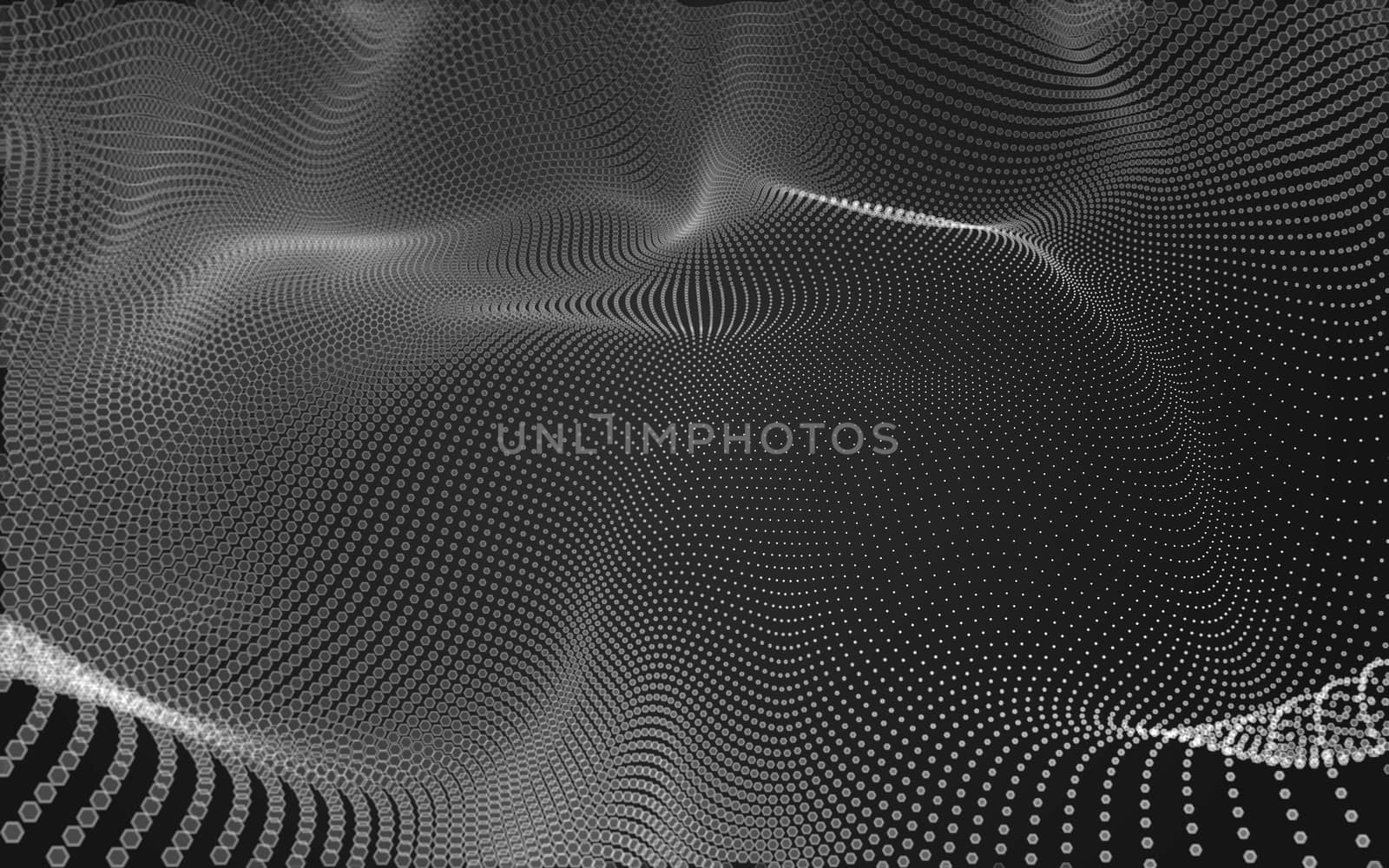 Abstract polygonal space low poly dark background with connecting dots and lines. Connection structure. 3d rendering