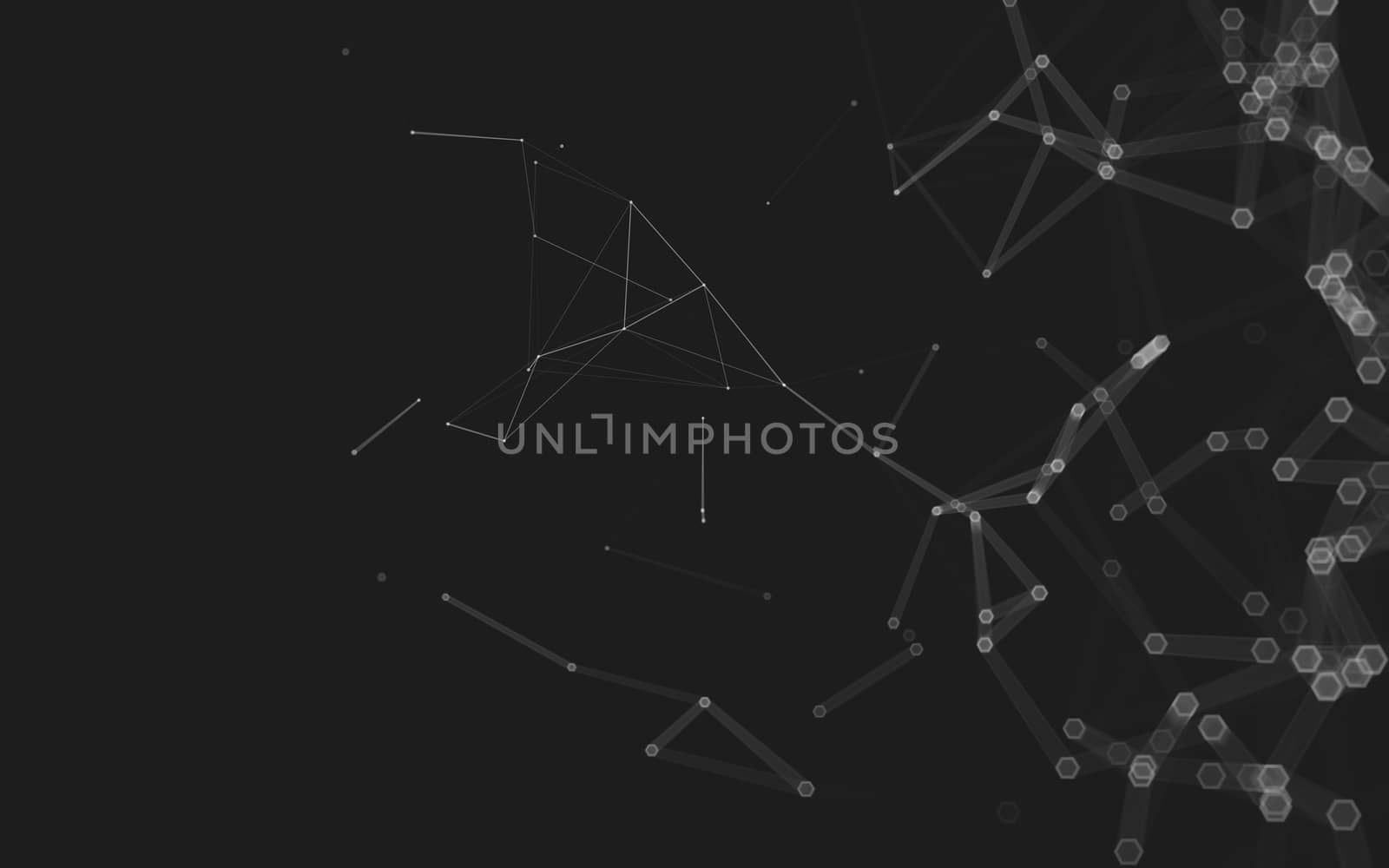 Abstract polygonal space low poly dark background with connecting dots and lines. Connection structure. 3d rendering