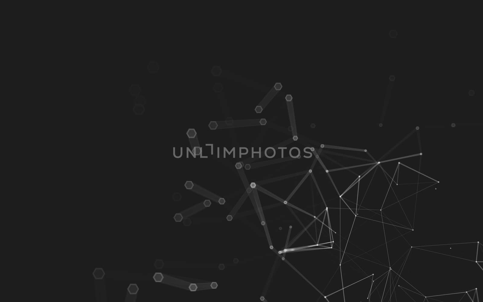 Abstract polygonal space low poly dark background with connecting dots and lines. Connection structure. 3d rendering