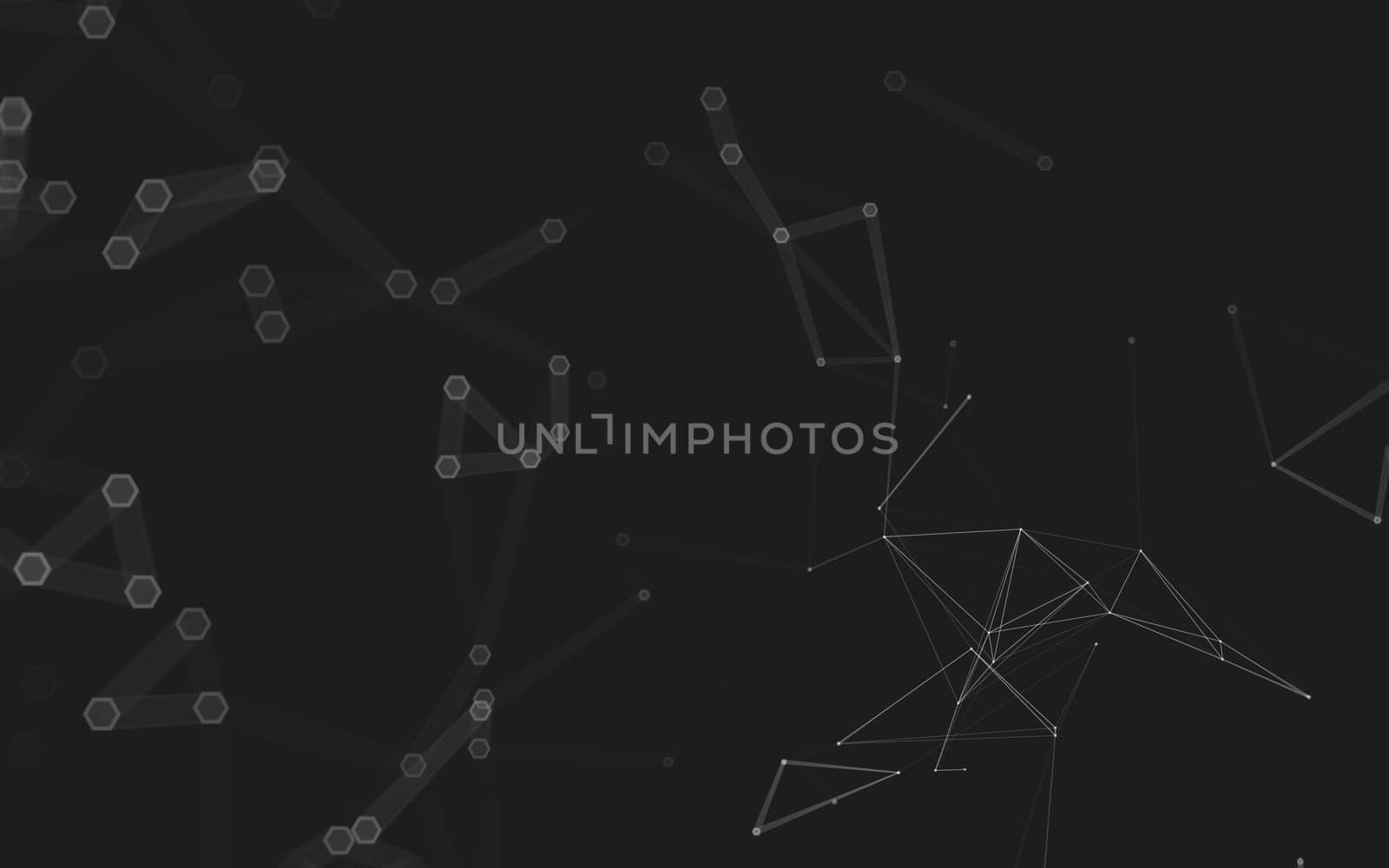 Abstract polygonal space low poly dark background with connecting dots and lines. Connection structure. 3d rendering