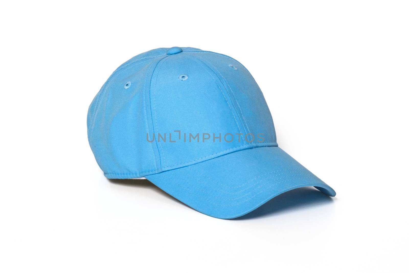 Light blue adult golf or baseball cap on white background