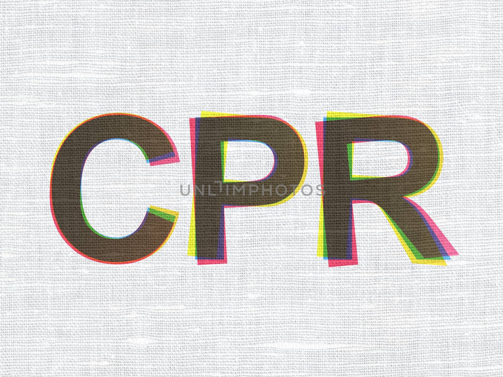 Medicine concept: CMYK CPR on linen fabric texture background