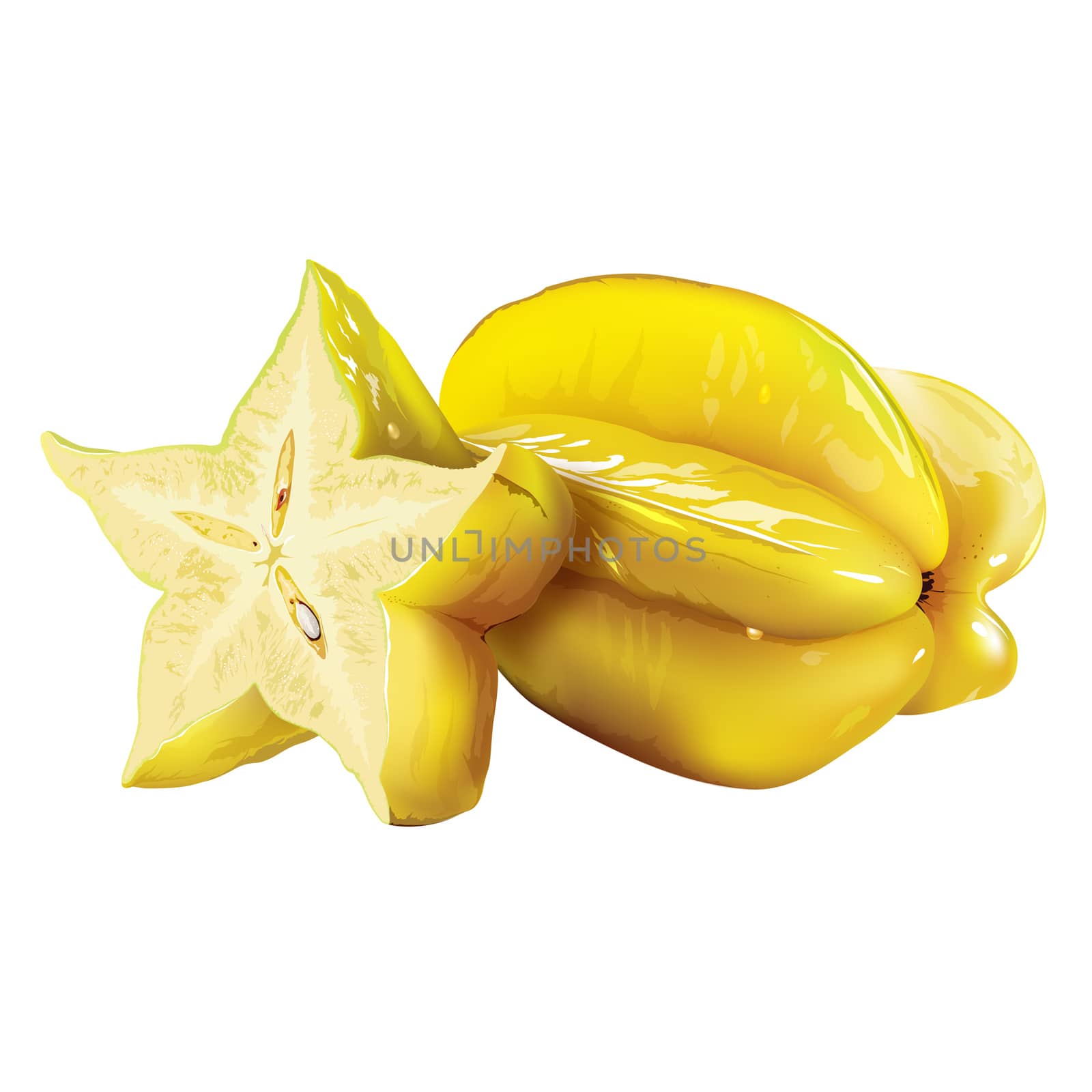 Carambola, starfruit on white background by ConceptCafe