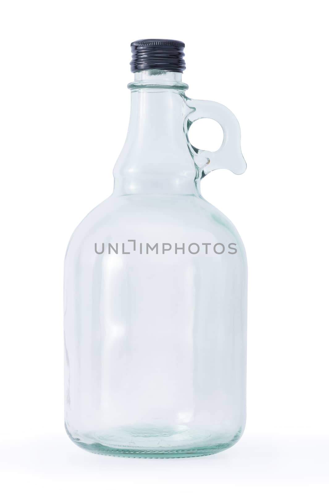 Empty cider bottle on white background