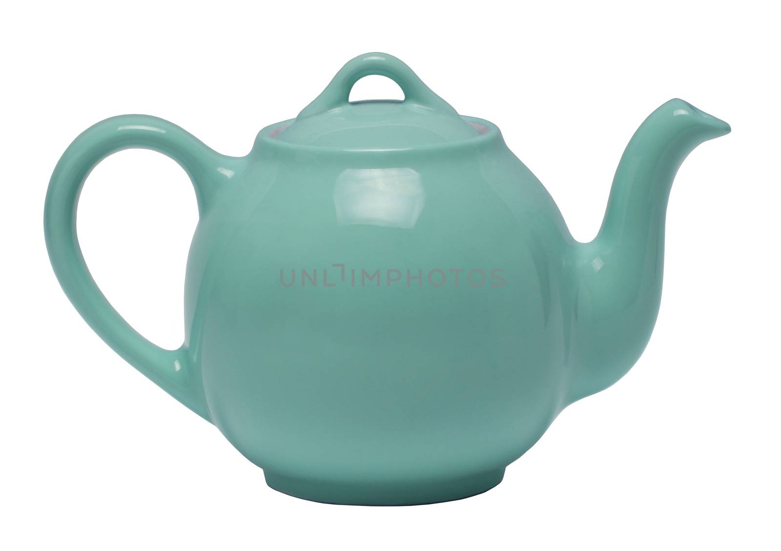 Teal Teapot Against White Background by Balefire9