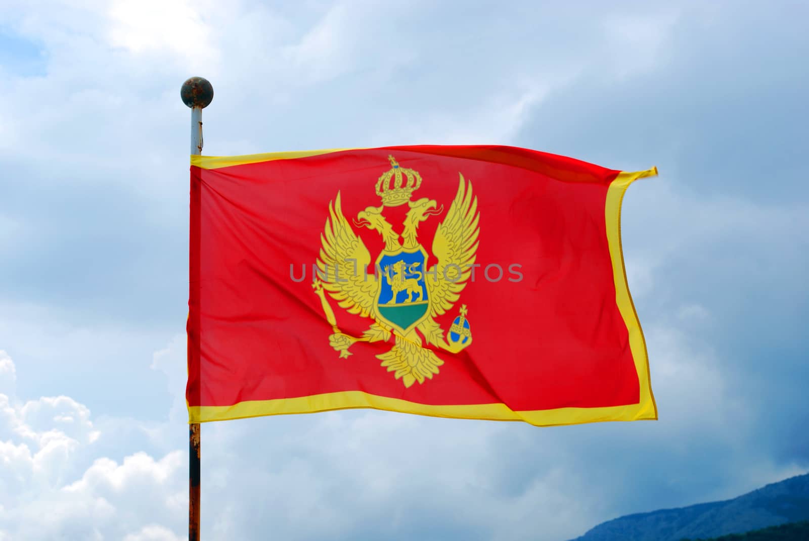 Flag of Montenegro Waving on the Wind