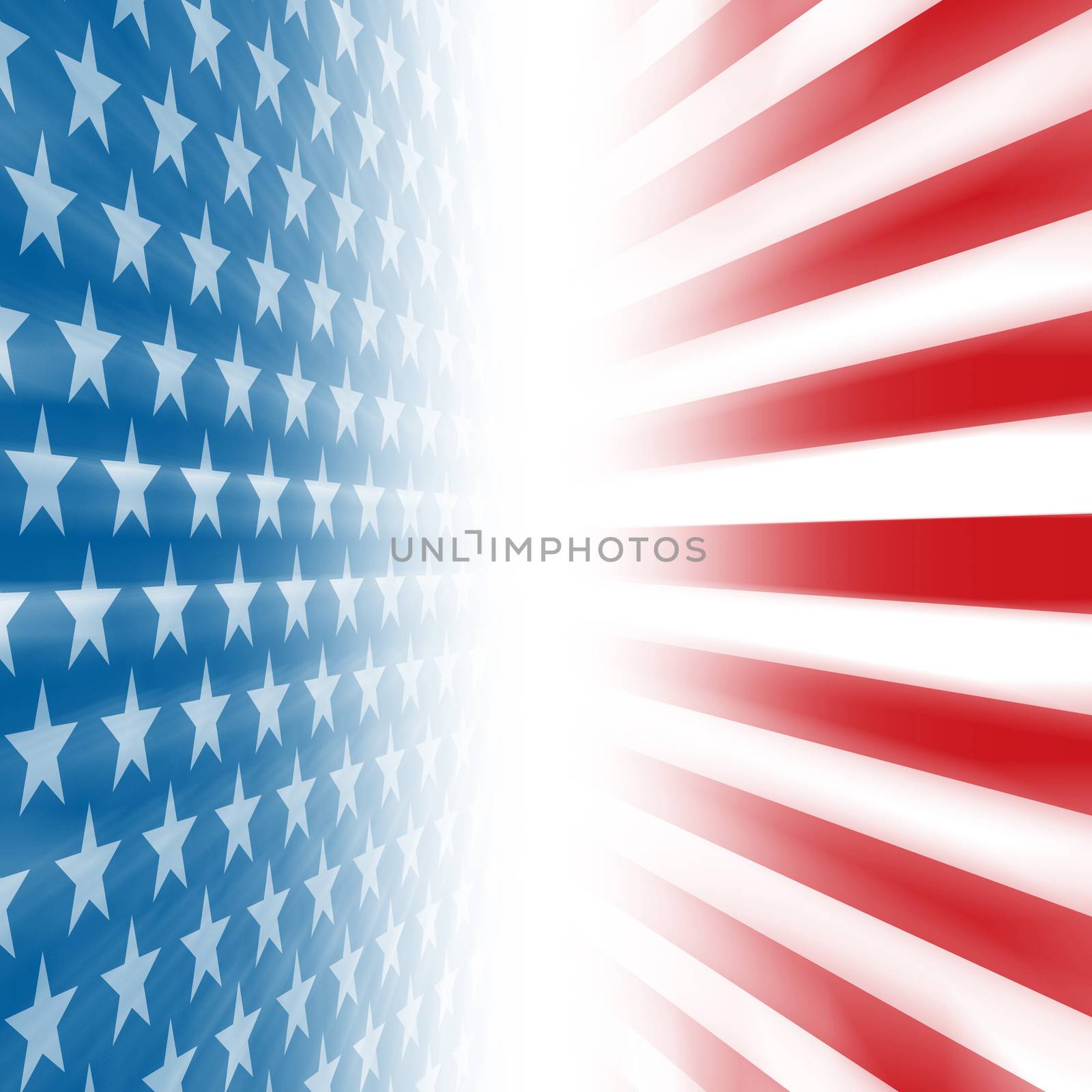 Stars and Stripes perspective background disappearing in a vertical vanishing point