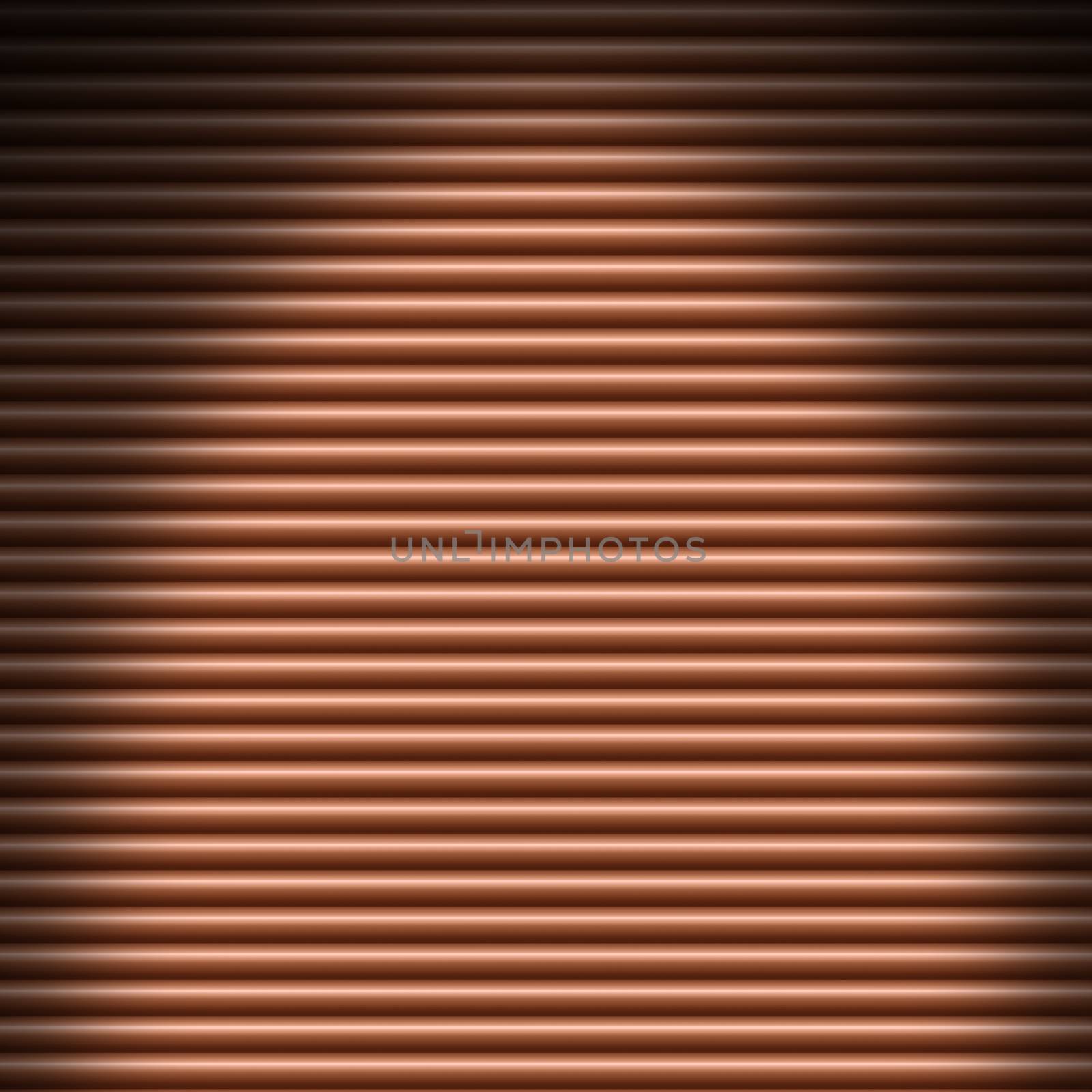 Horizontal copper-colored tube background texture lit from above