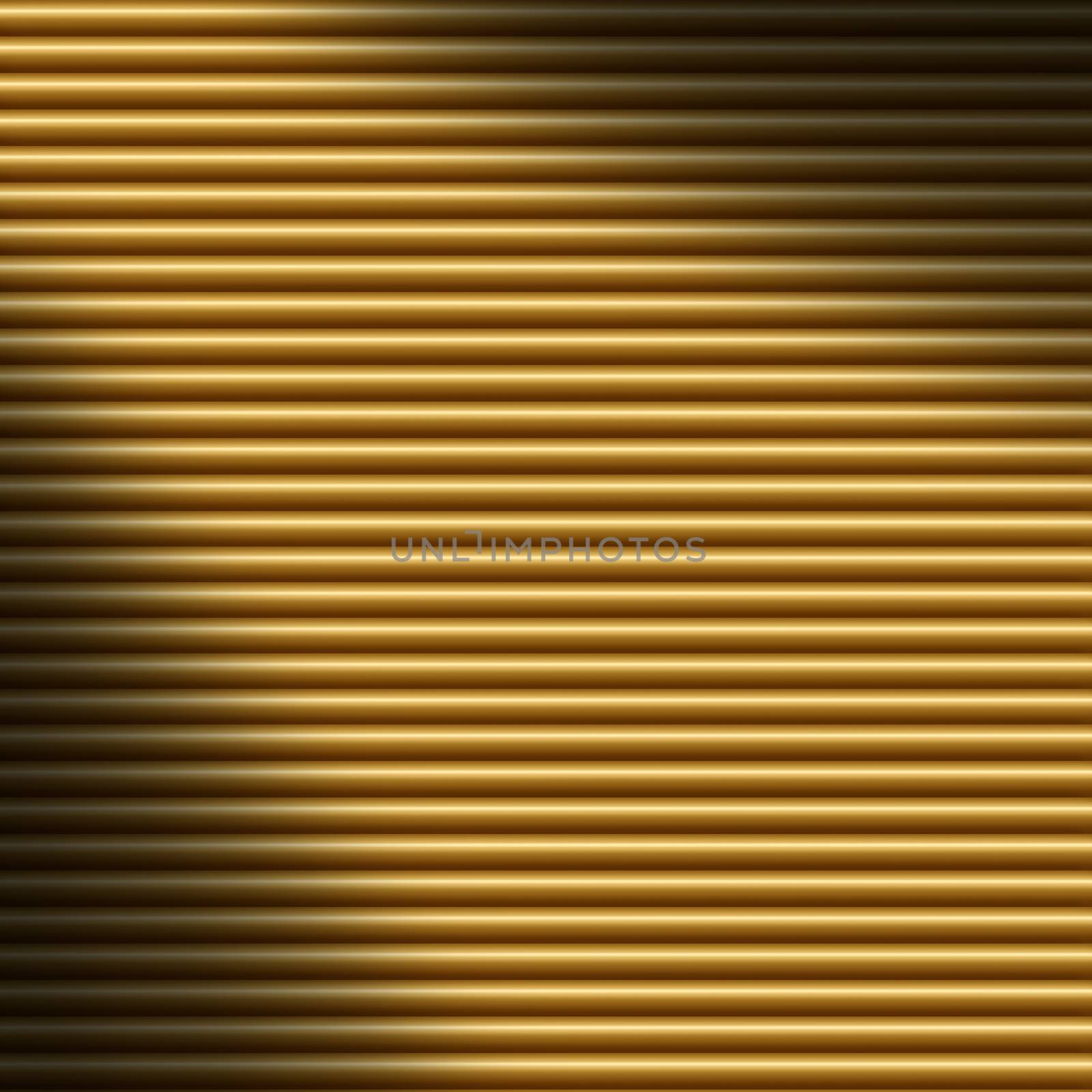 Horizontal gold tube background texture, lit diagonally