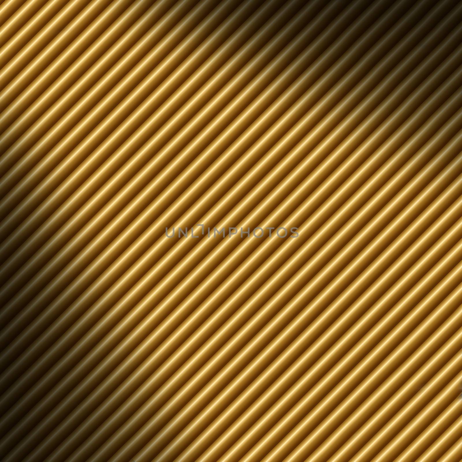 Diagonal gold tube background texture lit dramatically