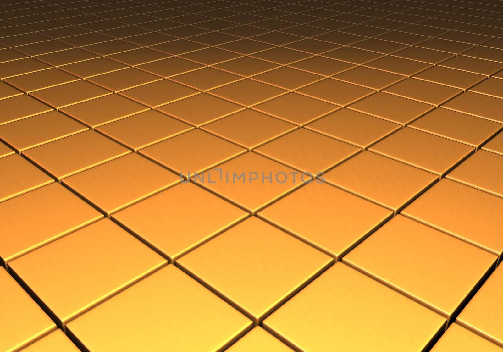 Gold metallic reflective cubes in a grid pattern by Balefire9