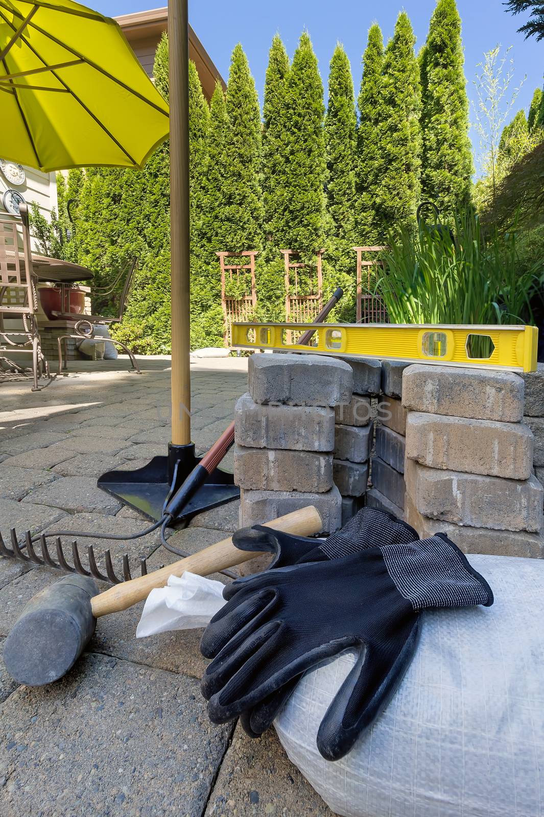 Stone Pavers and Tools for Backyard Hardscape by jpldesigns
