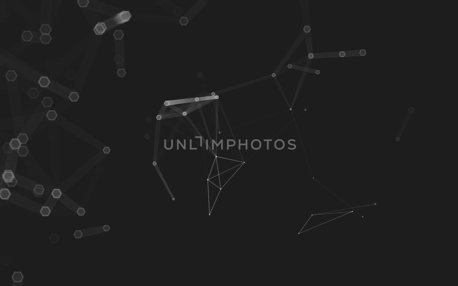 Abstract polygonal space low poly dark background with connecting dots and lines. Connection structure. 3d rendering