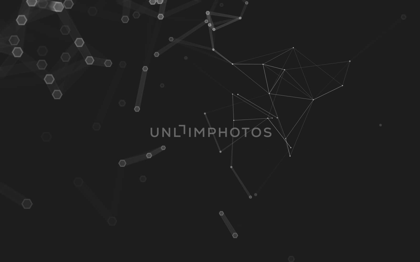 Abstract polygonal space low poly dark background with connecting dots and lines. Connection structure. 3d rendering