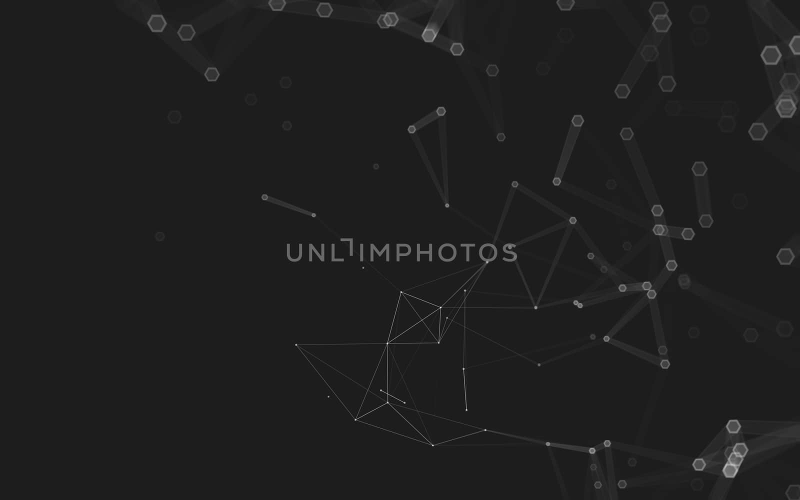 Abstract polygonal space low poly dark background with connecting dots and lines. Connection structure. 3d rendering