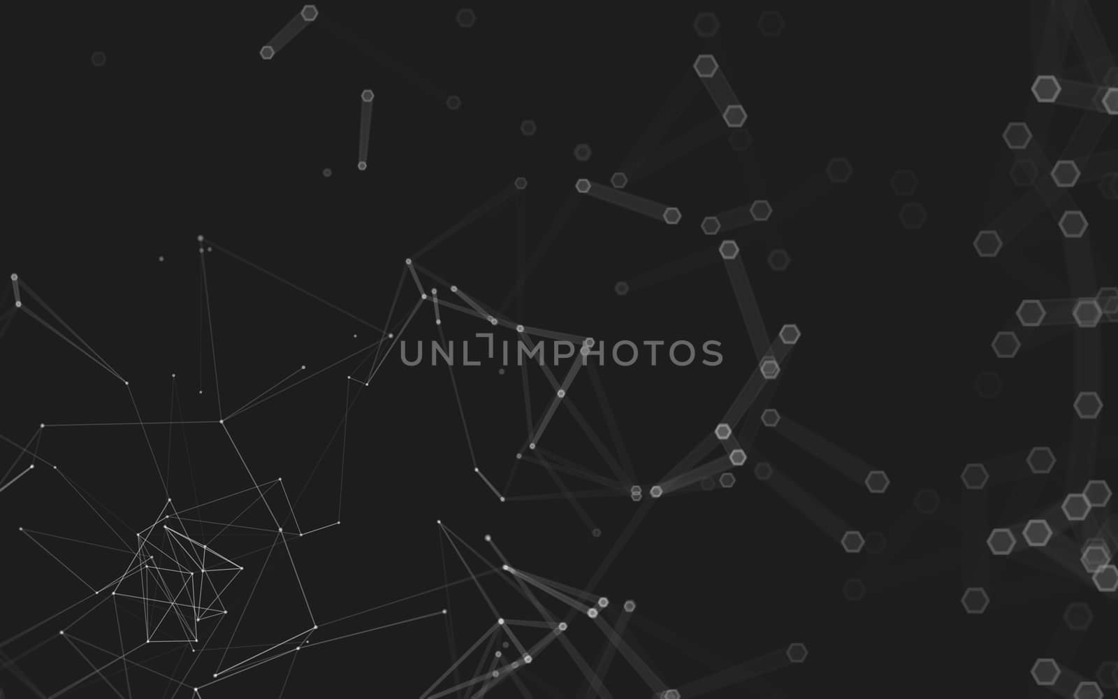 Abstract polygonal space low poly dark background with connecting dots and lines. Connection structure. 3d rendering