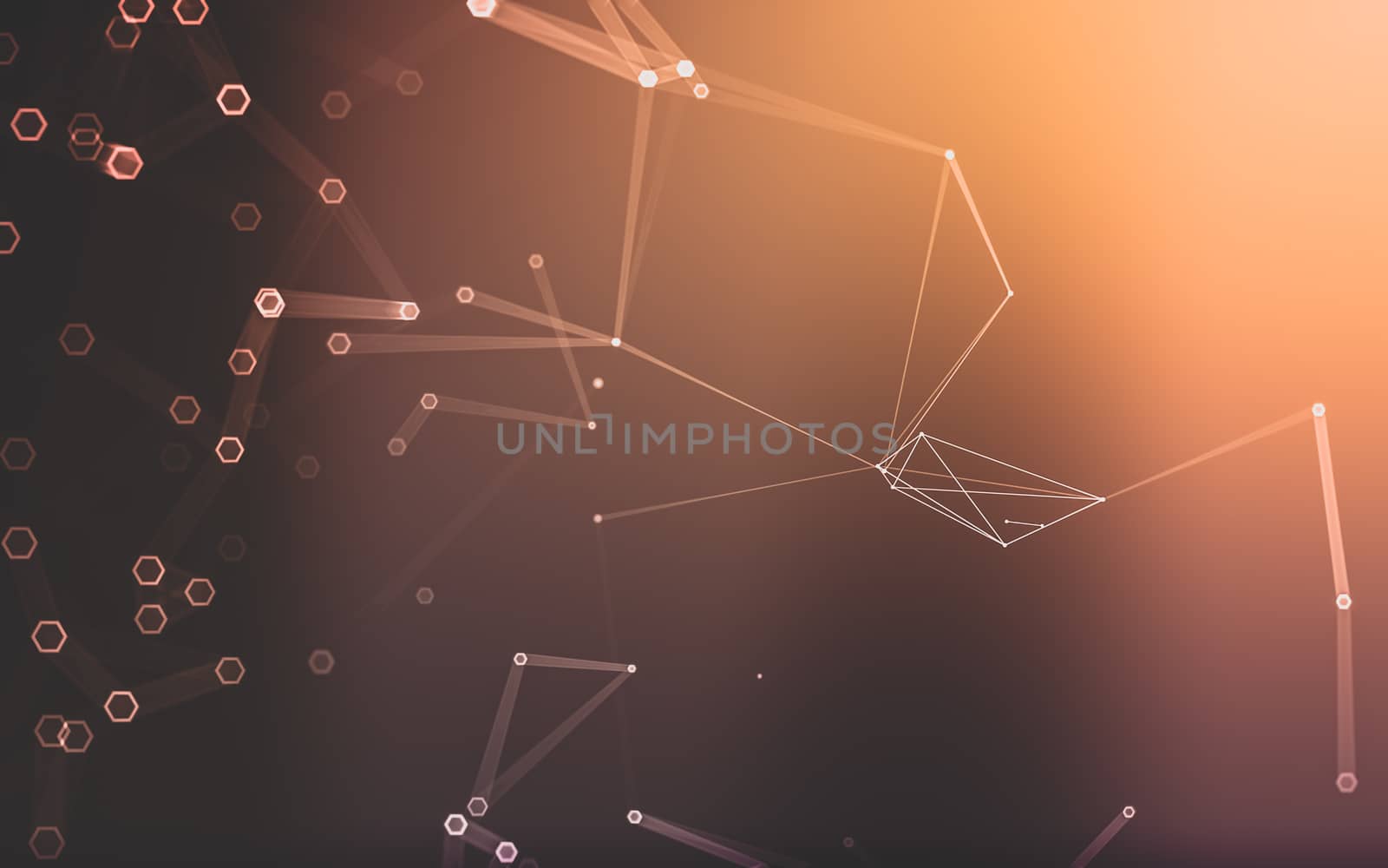 Abstract polygonal space low poly dark background with connecting dots and lines. Connection structure. 3d rendering