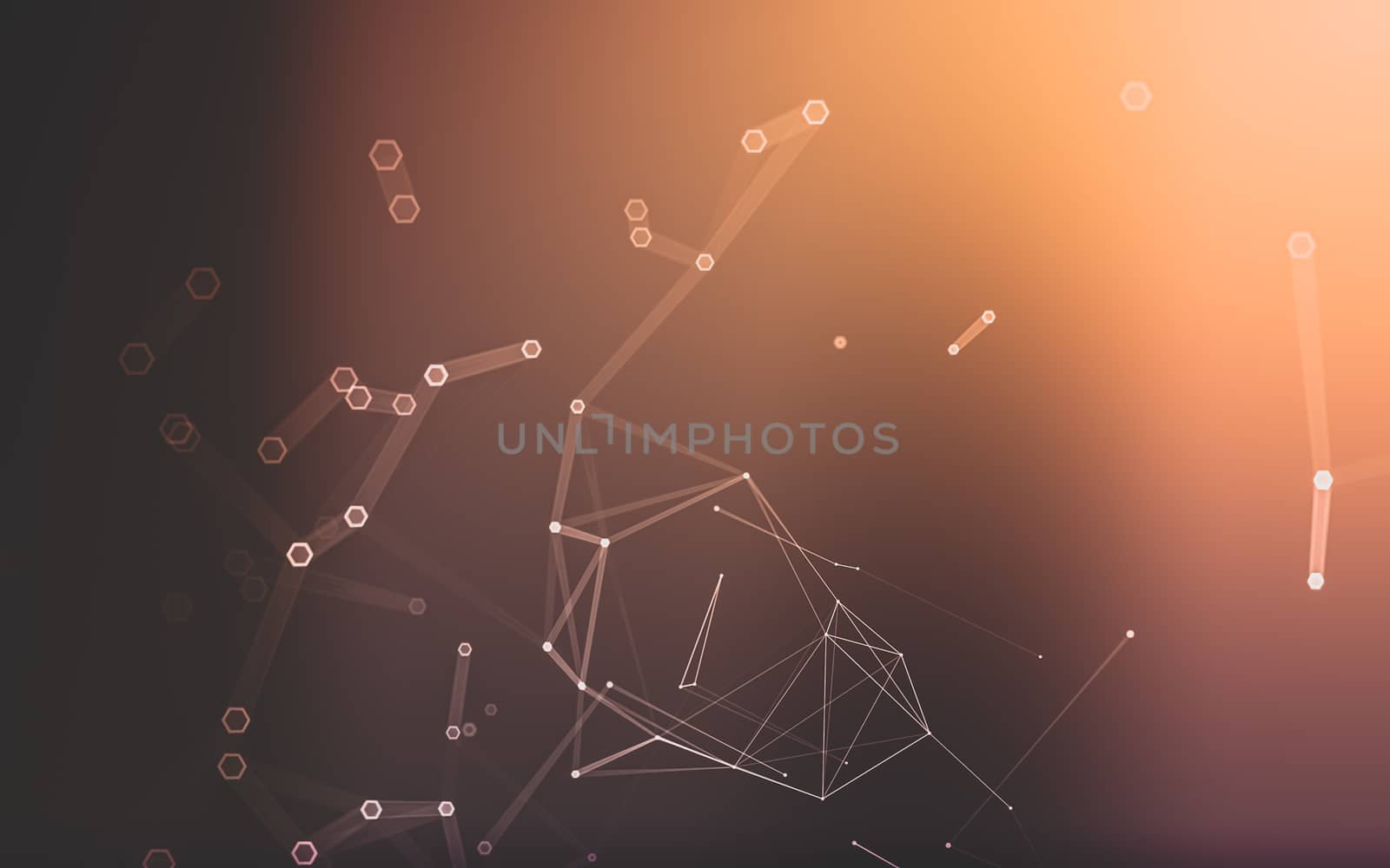 Abstract polygonal space low poly dark background with connecting dots and lines. Connection structure. 3d rendering