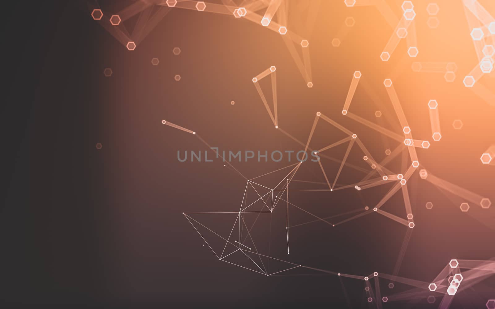 Abstract polygonal space low poly dark background with connecting dots and lines. Connection structure. 3d rendering