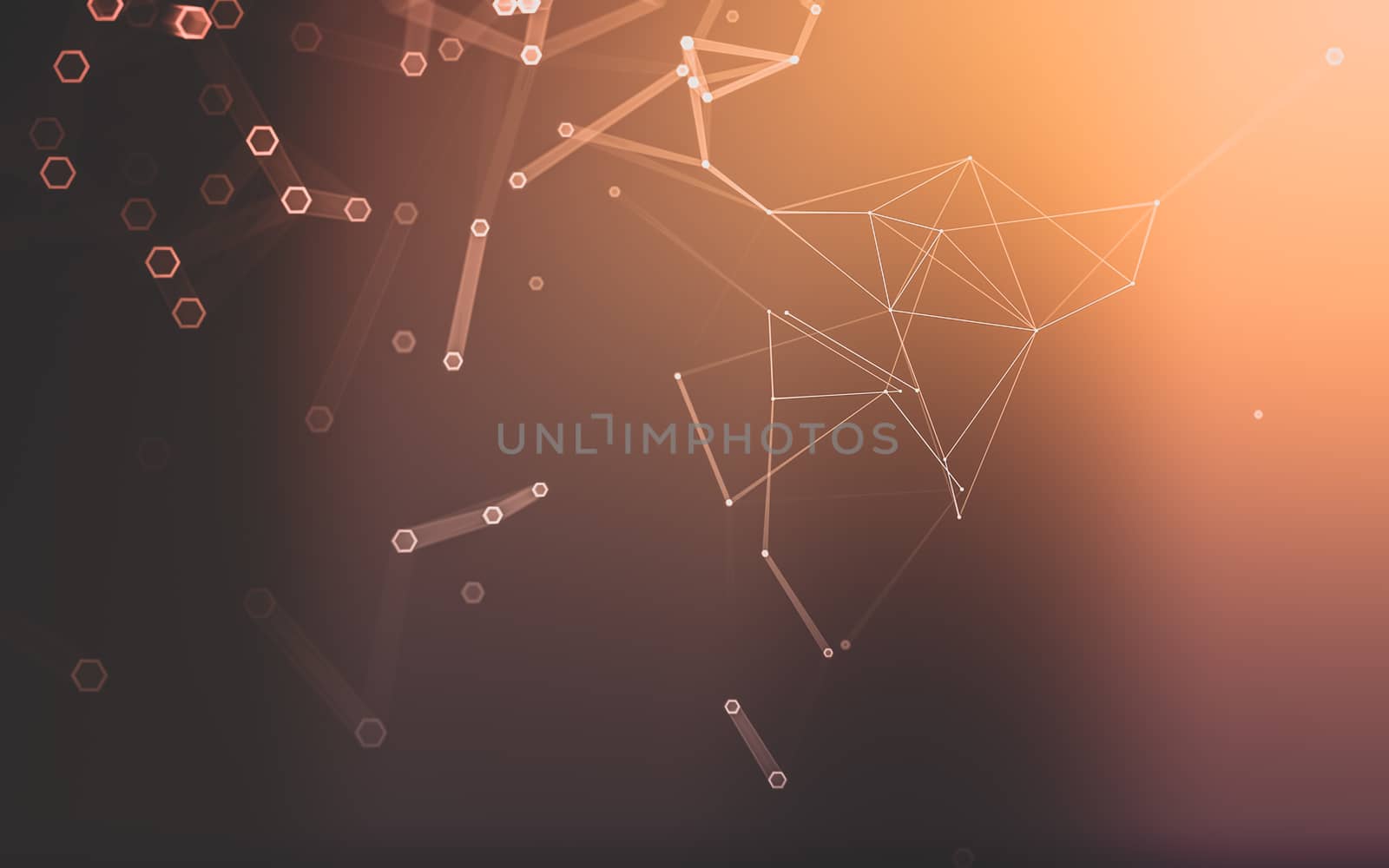 Abstract polygonal space low poly dark background with connecting dots and lines. Connection structure. 3d rendering