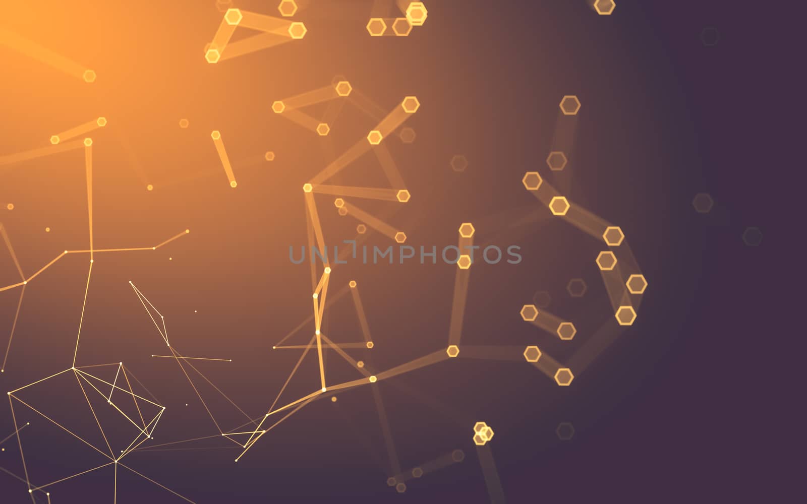 Abstract polygonal space low poly dark background with connecting dots and lines. Connection structure. 3d rendering