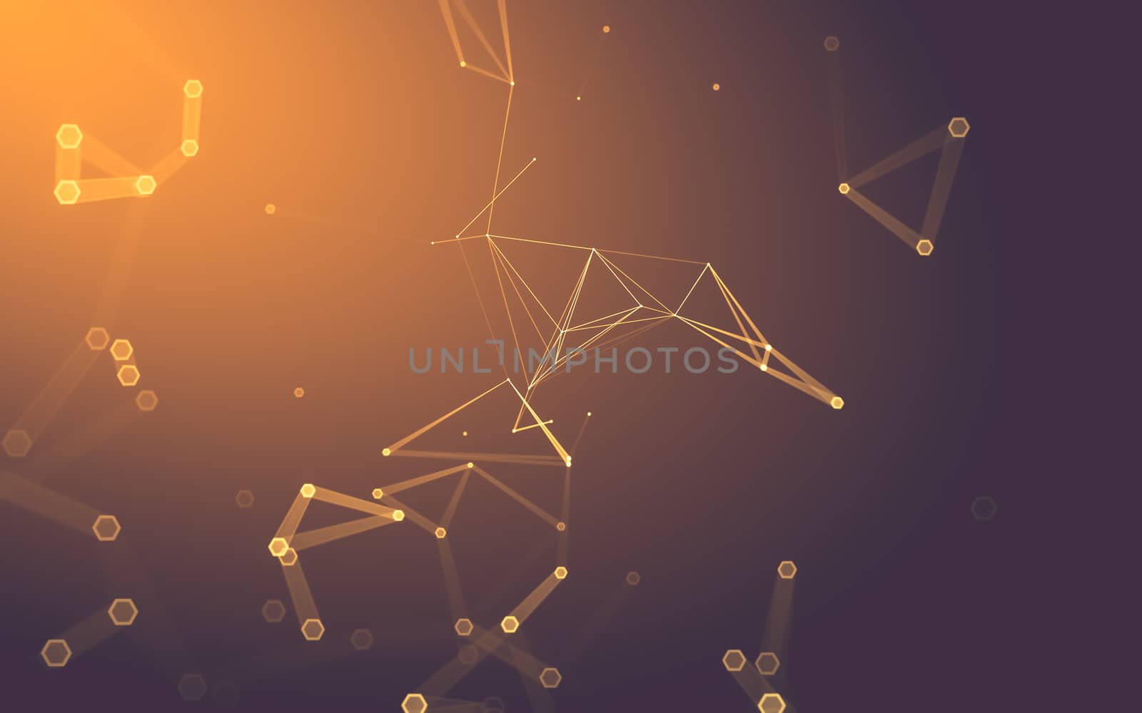 Abstract polygonal space low poly dark background with connecting dots and lines. Connection structure. 3d rendering