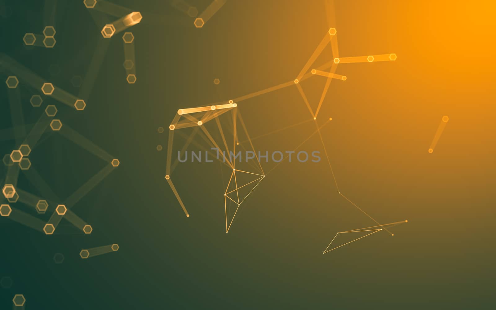 Abstract polygonal space low poly dark background with connecting dots and lines. Connection structure. 3d rendering