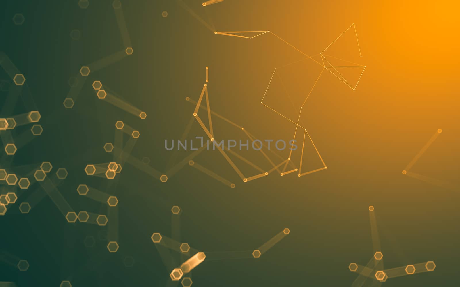 Abstract polygonal space low poly dark background with connecting dots and lines. Connection structure. 3d rendering