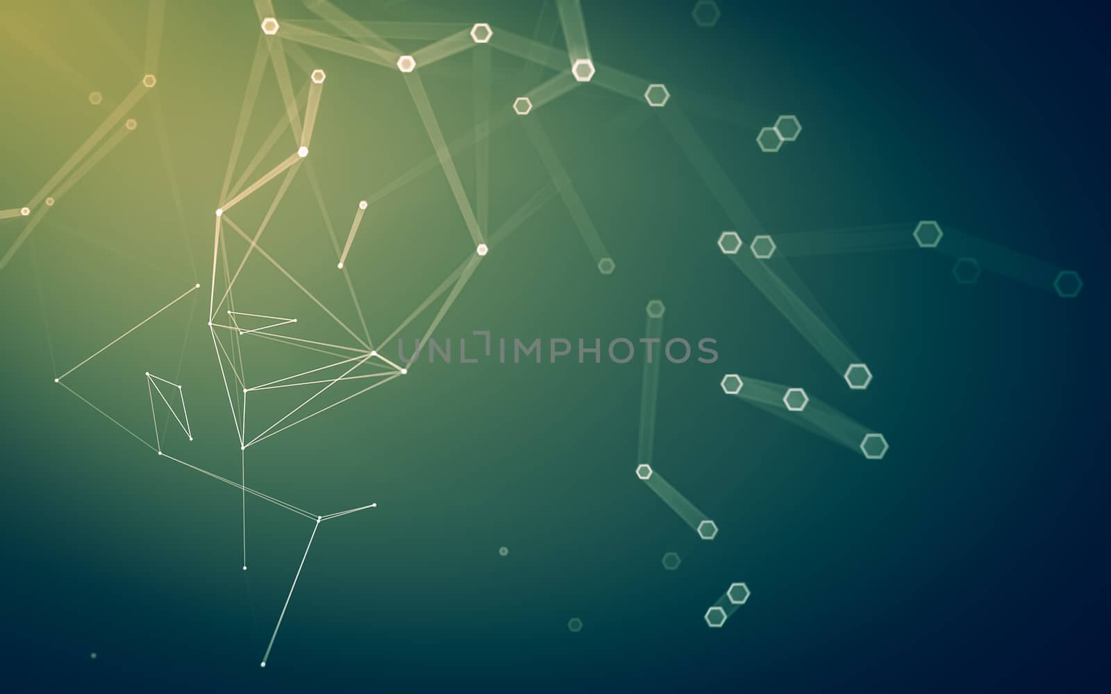 Abstract polygonal space low poly dark background with connecting dots and lines. Connection structure. 3d rendering