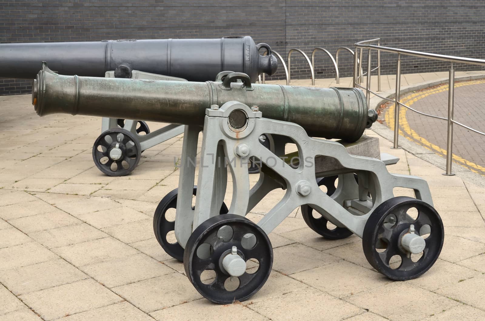 Old cannon inside museum Royal Armouries in Leeds