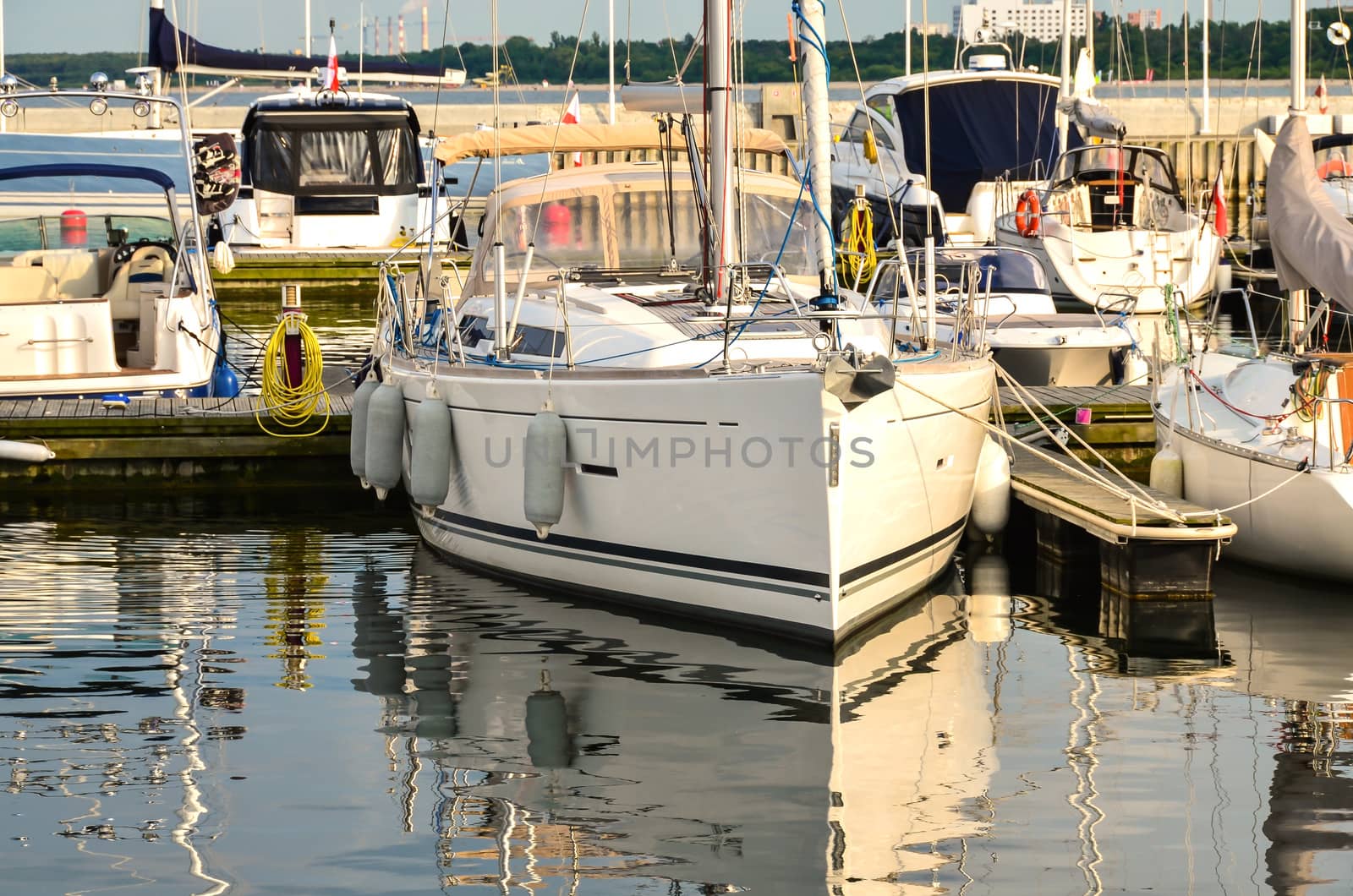 Yachts in Gdansk, the marina of Sopot Pier Poland.