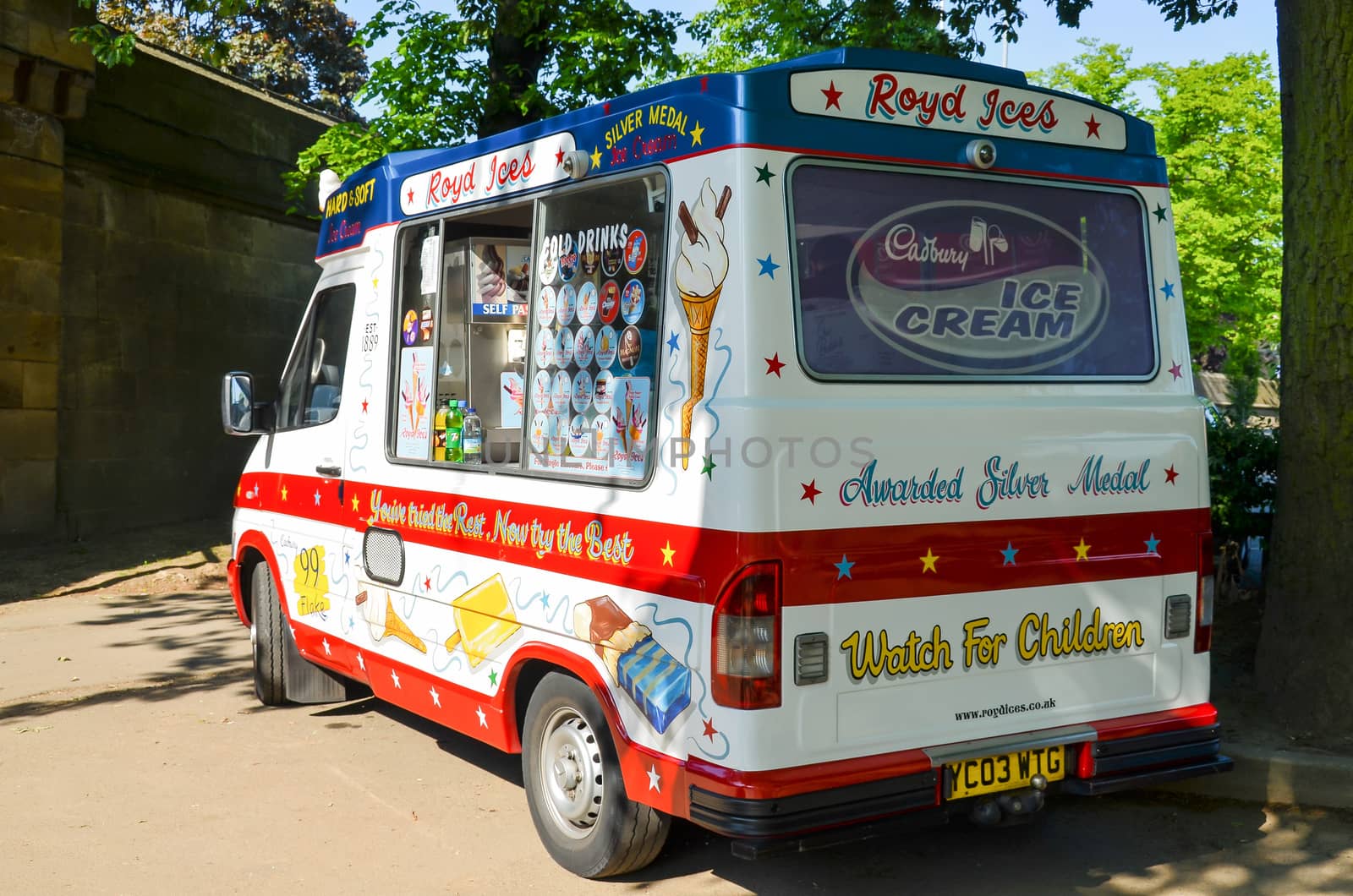York-UK June-2016,  Ice-cream vanselling in city selling ice cream for tourists, very popular in England.