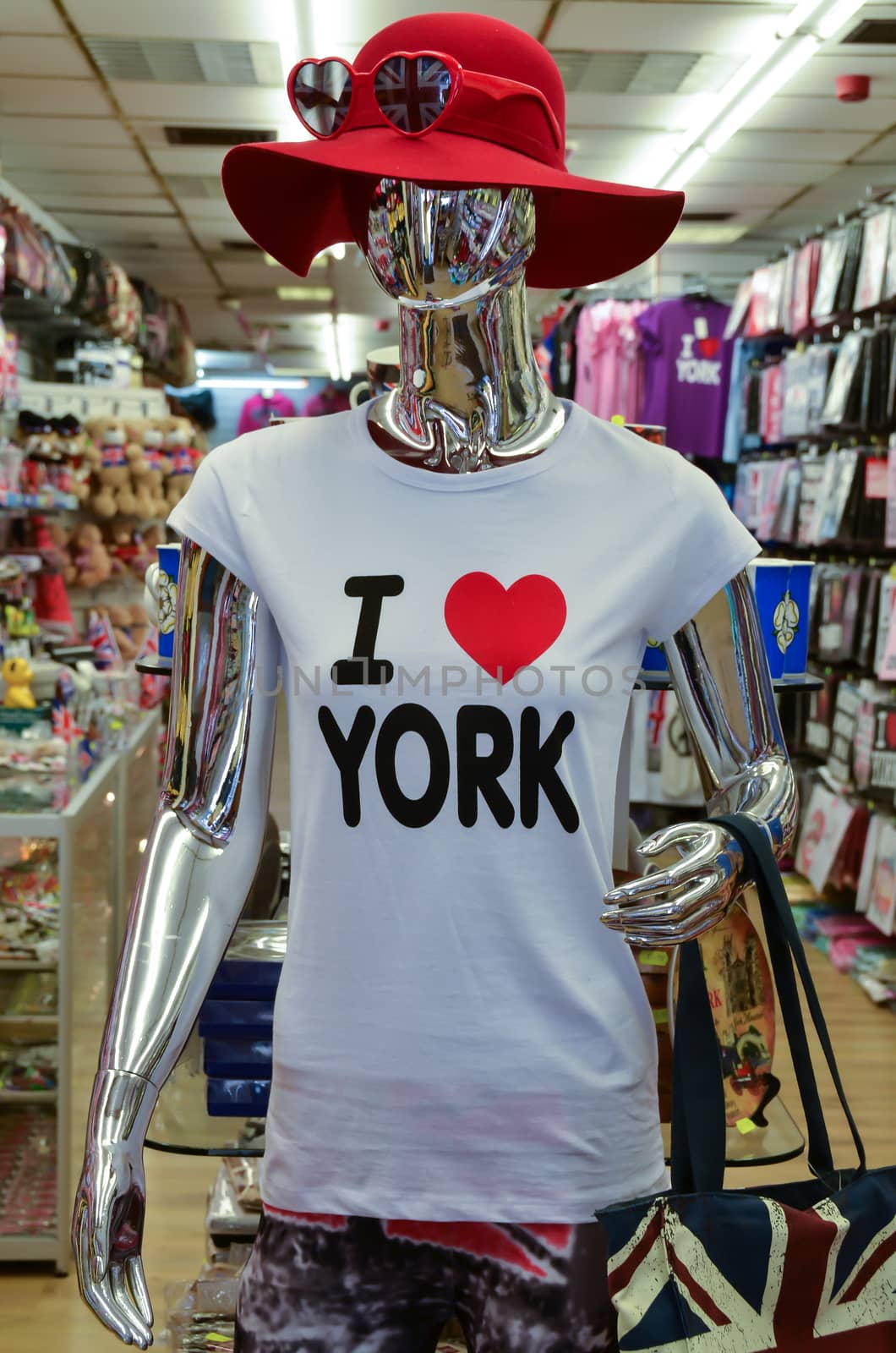 The clothes dummy, mannequin in souvenir shop in York UK