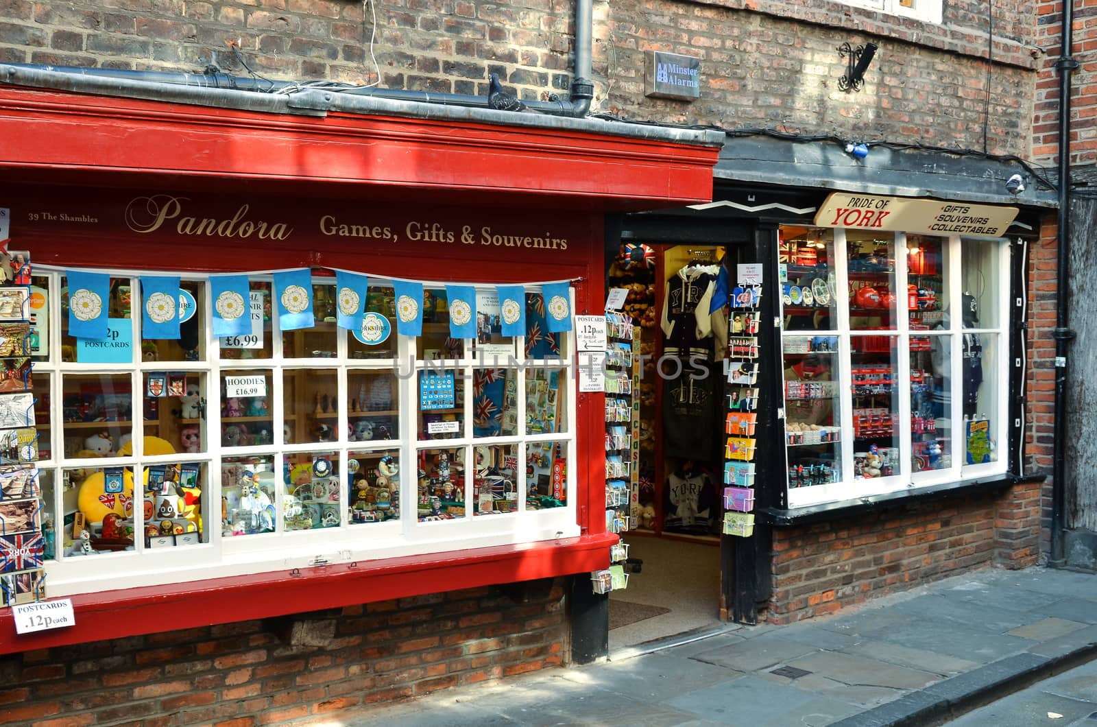 York-UK June-2016,  Display windows of souvenir shop in York UK, very popular for tourists, tourist attraction.