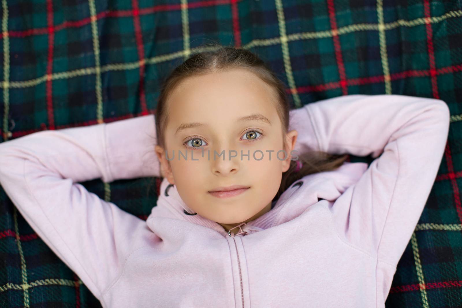 Girl resting in the open air, children's sleep