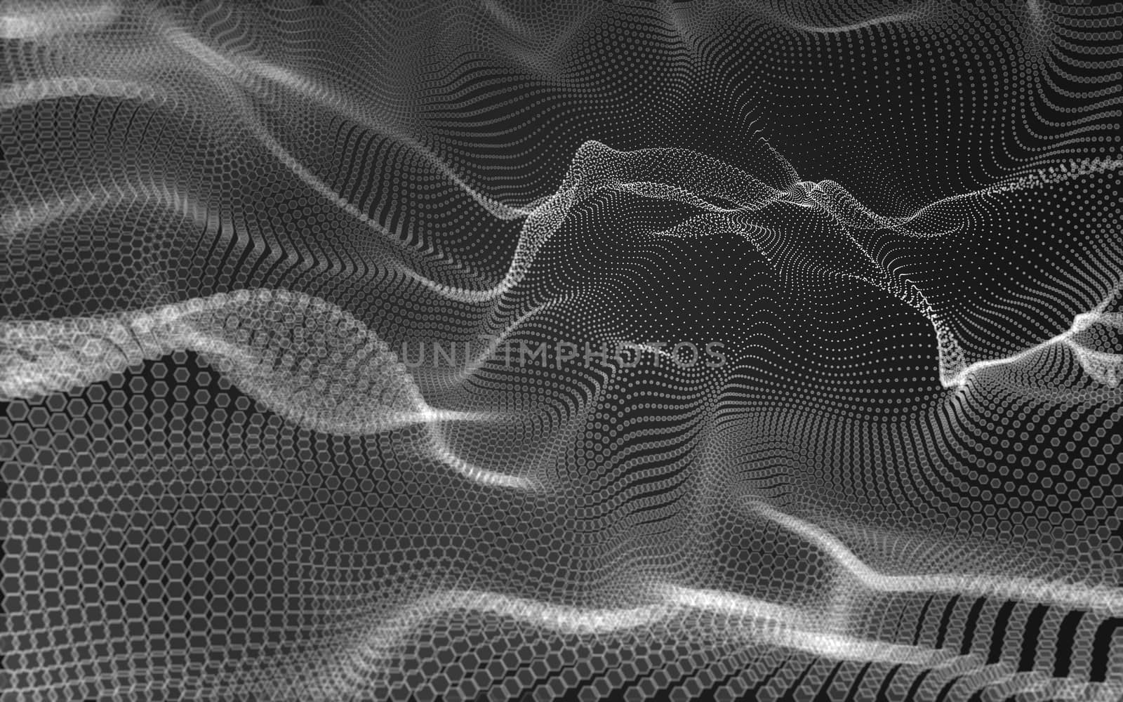 Abstract polygonal space low poly dark background with connecting dots and lines. Connection structure. 3d rendering