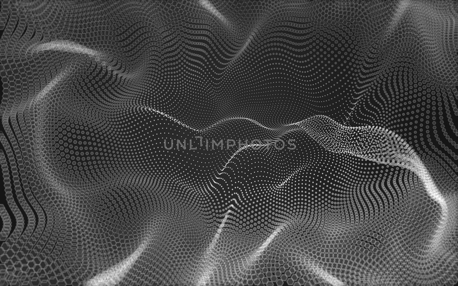 Abstract polygonal space low poly dark background with connecting dots and lines. Connection structure. 3d rendering