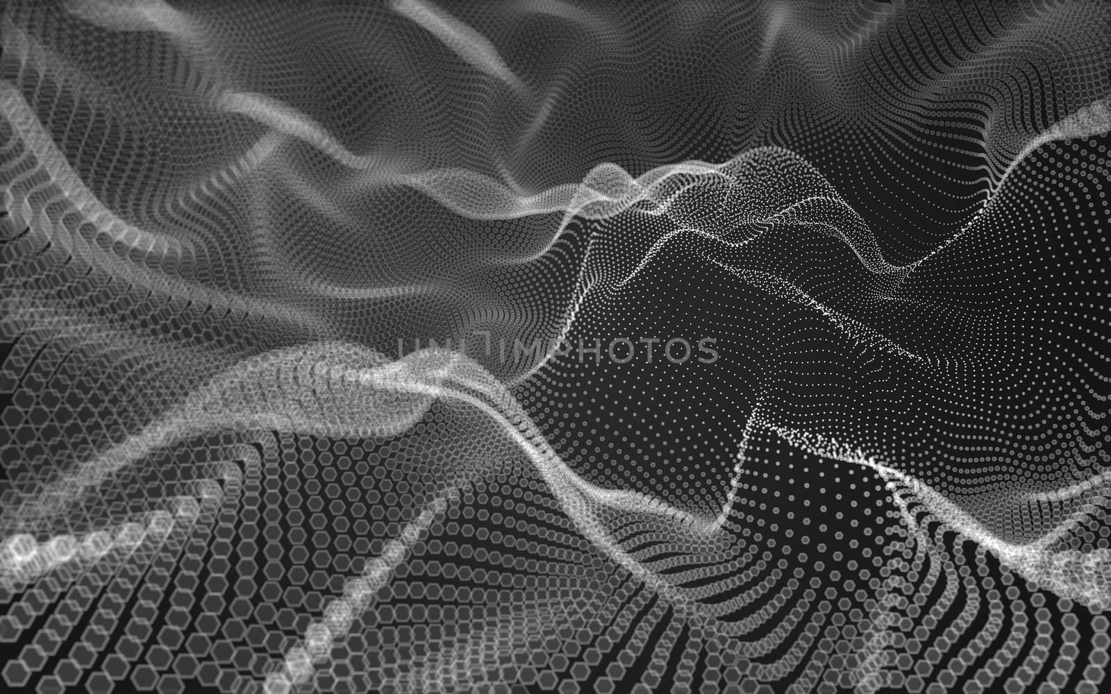 Abstract polygonal space low poly dark background with connecting dots and lines. Connection structure. 3d rendering