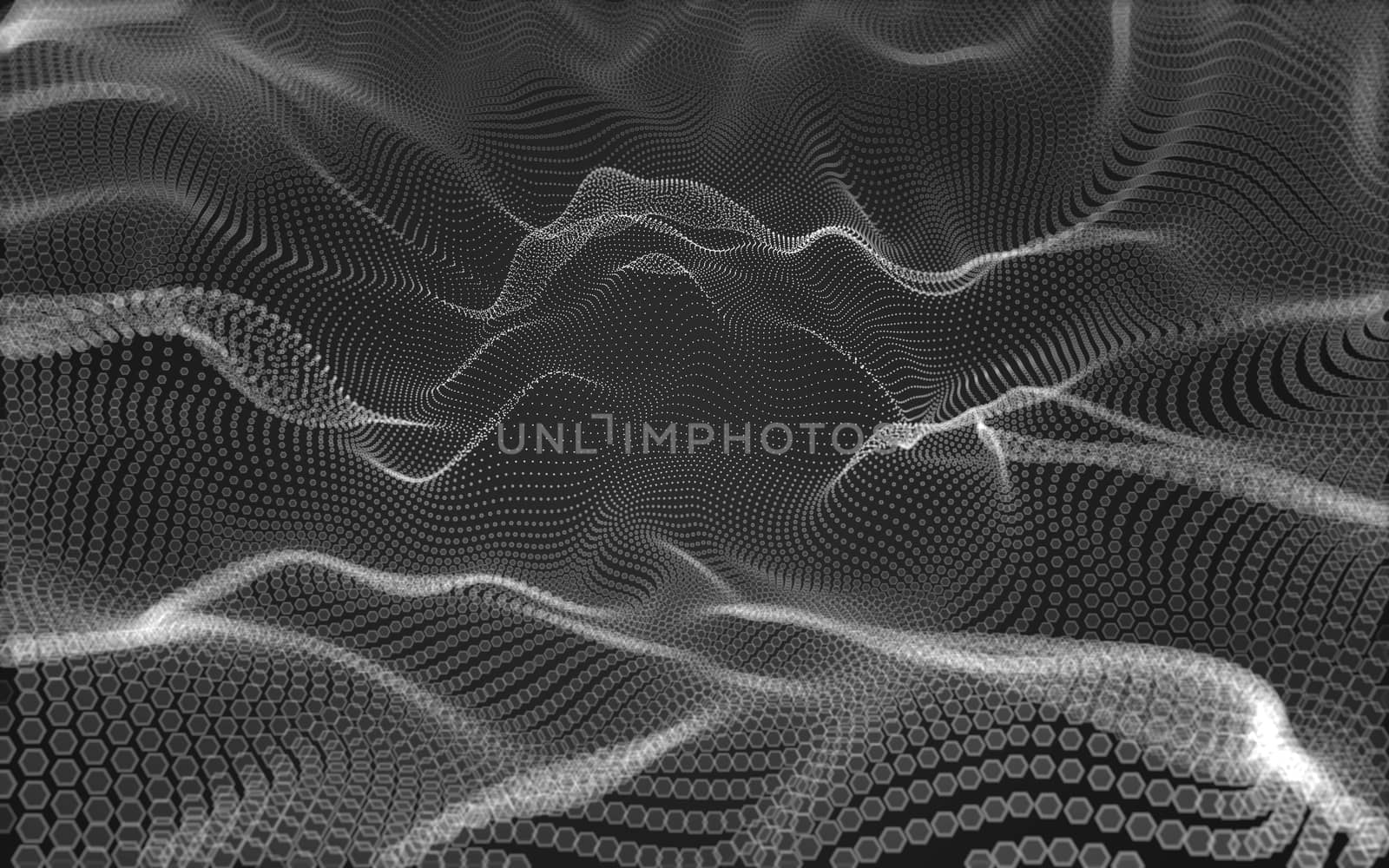 Abstract polygonal space low poly dark background with connecting dots and lines. Connection structure. 3d rendering