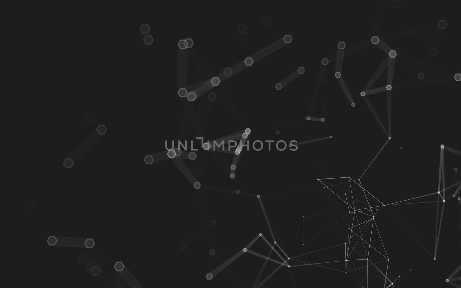 Abstract polygonal space low poly dark background with connecting dots and lines. Connection structure. 3d rendering