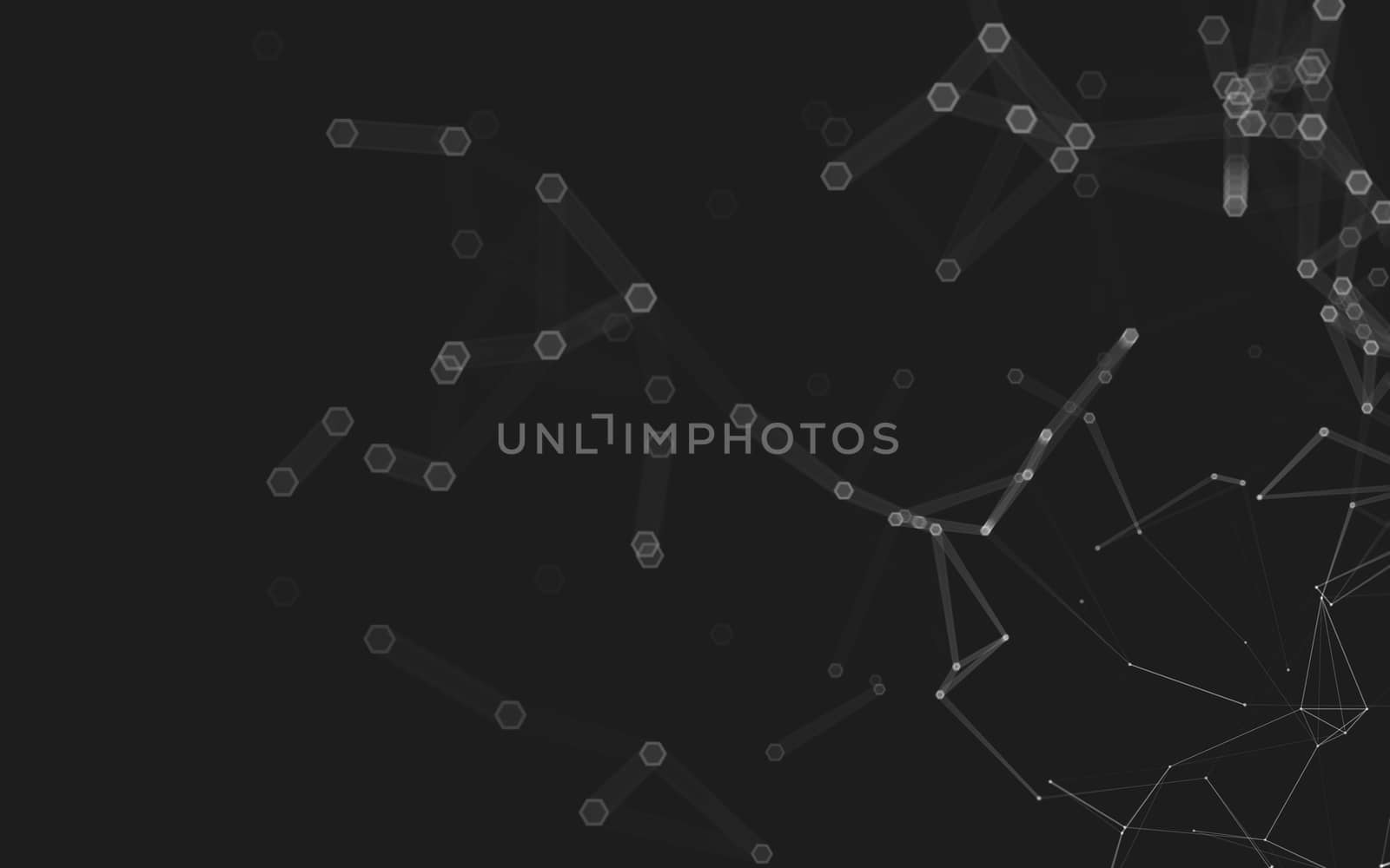 Abstract polygonal space low poly dark background with connecting dots and lines. Connection structure. 3d rendering