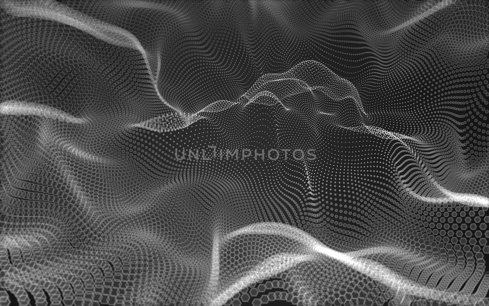 Abstract polygonal space low poly dark background with connecting dots and lines. Connection structure. 3d rendering