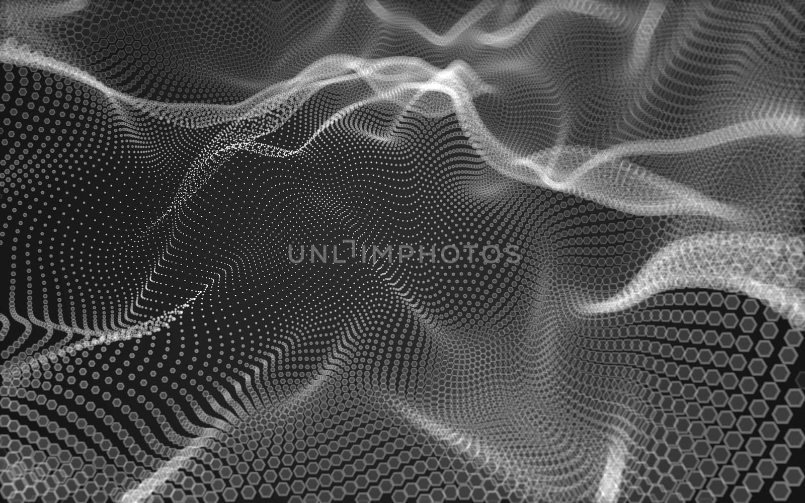 Abstract polygonal space low poly dark background with connecting dots and lines. Connection structure. 3d rendering