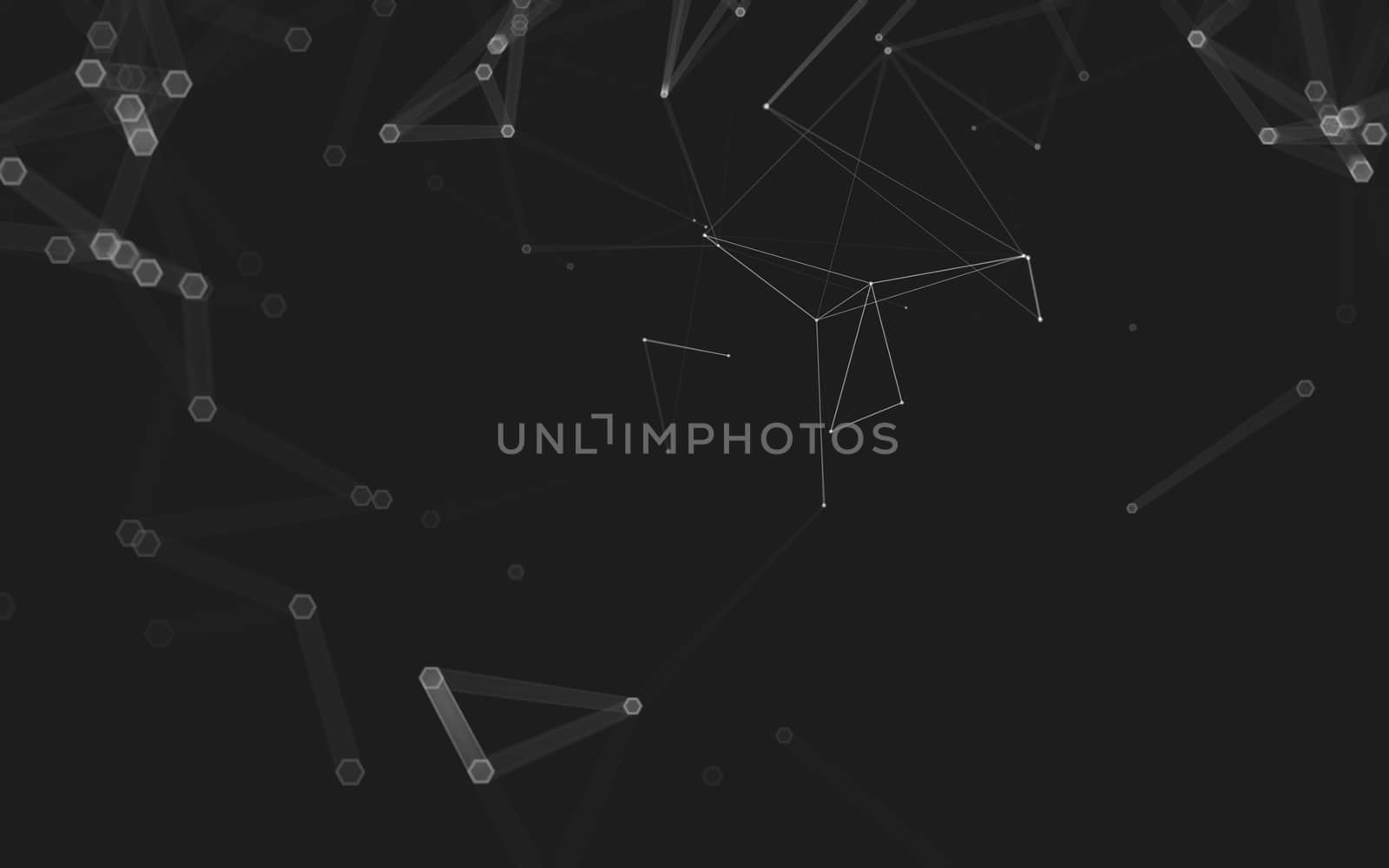 Abstract polygonal space low poly dark background with connecting dots and lines. Connection structure. 3d rendering